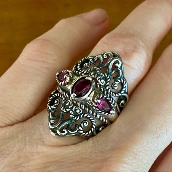 Carolyn Pollack Jewelry - Carolyn Pollack Signature Possibilities Rhodolite Gemstone Insert + Guard Ring